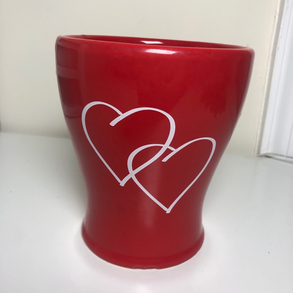 Edible Arrangements Valentines Day Vase Storage Red White Hearts Ceramic 5.5”